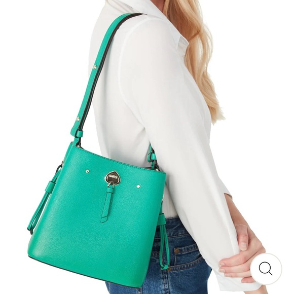 Kate Spade Marti leather large bucket bag in Kelly green / snow pea - Picture 15 of 15